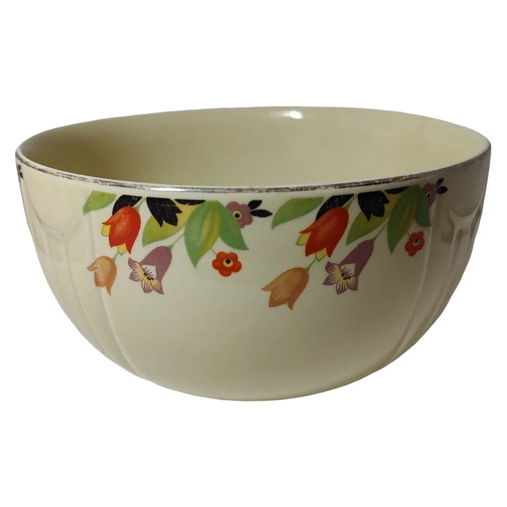 Halls Superior Mixing Bowl Crocus Quality Kitchenware Floral Pattern‎ Yellow SEE
